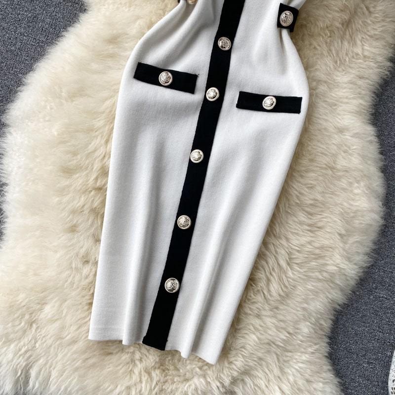 Robe Style Chic Bouton Décoré