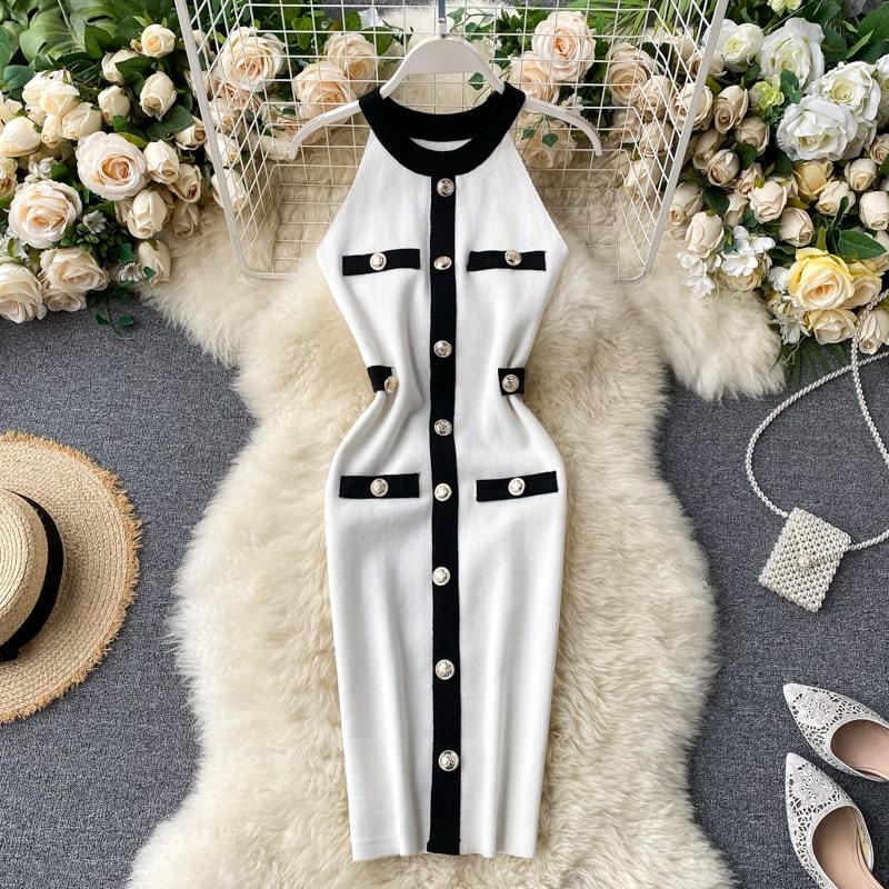 Robe Style Chic Bouton Décoré