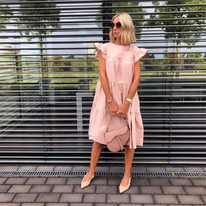 Robes AMPLE à volants de couleur unie