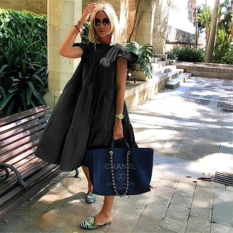 Robes AMPLE à volants de couleur unie