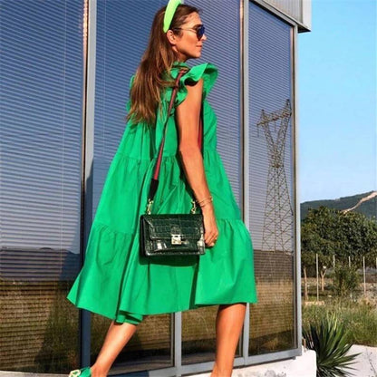 Robes AMPLE à volants de couleur unie