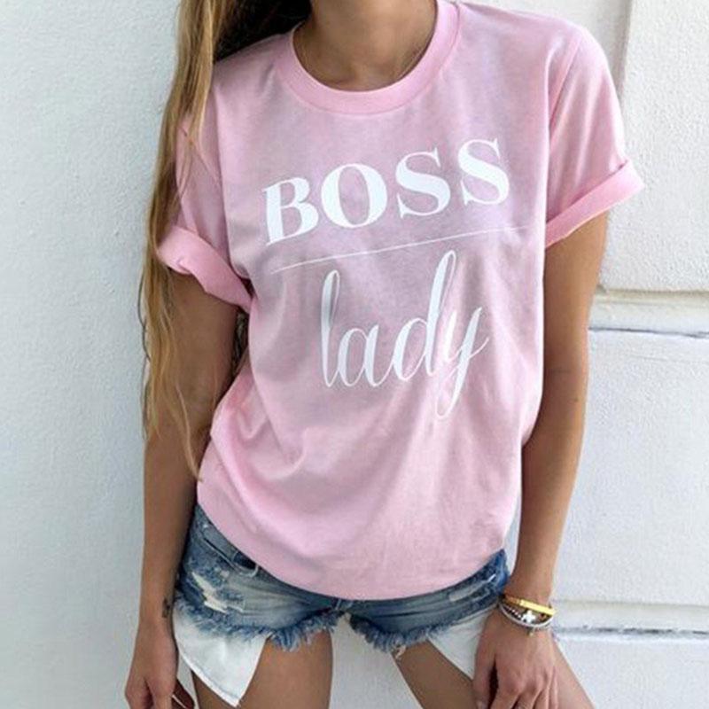 T-shirt Lettre Imprimer Col Rond Manches Courtes