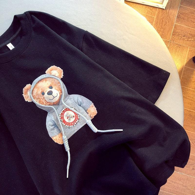 T-shirt Mignon Ours Imprimé Manches Courtes