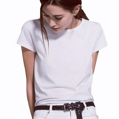 U-shirt décontracté de couleur unie à col rond