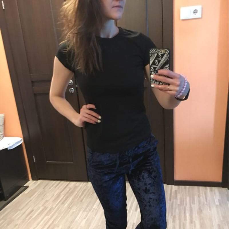 U-shirt décontracté de couleur unie à col rond