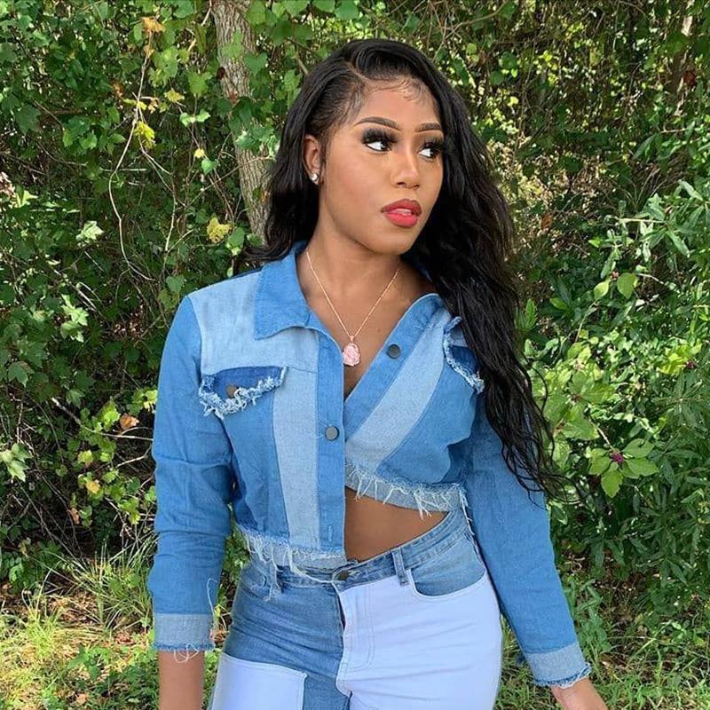 Vestes En Denim Rétro Couleur