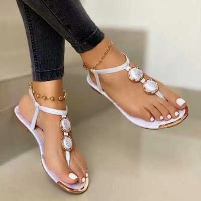 Sandales plates en perles et diamants - Chic&Shines