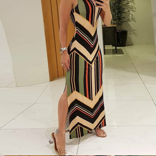 Robe longue sans manches à fente latérale imprimé - Chic&Shines