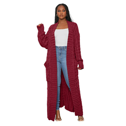 Long manteau cardigan tricoté manches longues spécial automne hiver - Chic&Shines