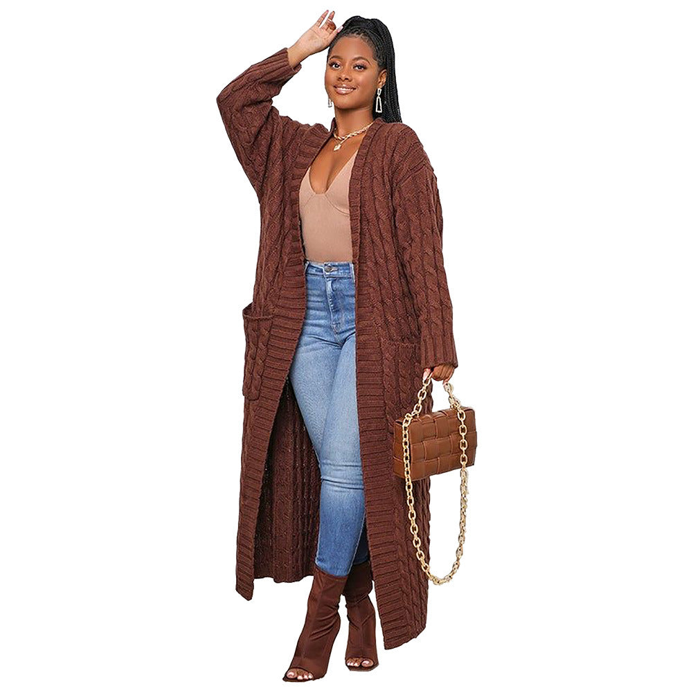 Long manteau cardigan tricoté manches longues spécial automne hiver - Chic&Shines