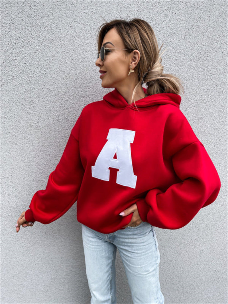 Pull à capuche sans poche imprimé lettre A - Chic&Shines