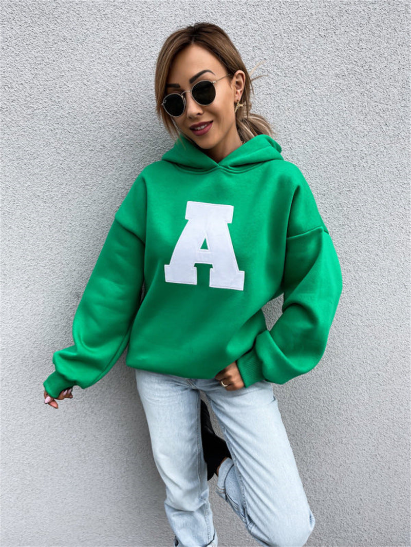 Pull à capuche sans poche imprimé lettre A - Chic&Shines