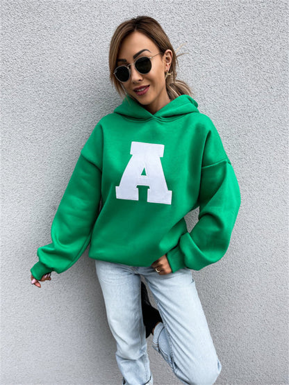 Pull à capuche sans poche imprimé lettre A - Chic&Shines