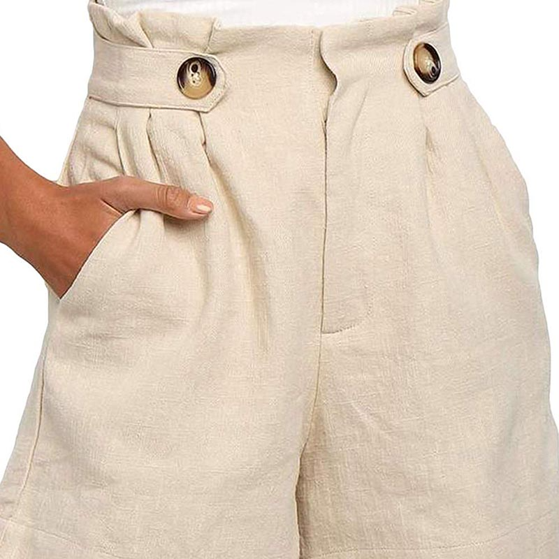 Short court taille haute à bouton avec poches - Chic&Shines