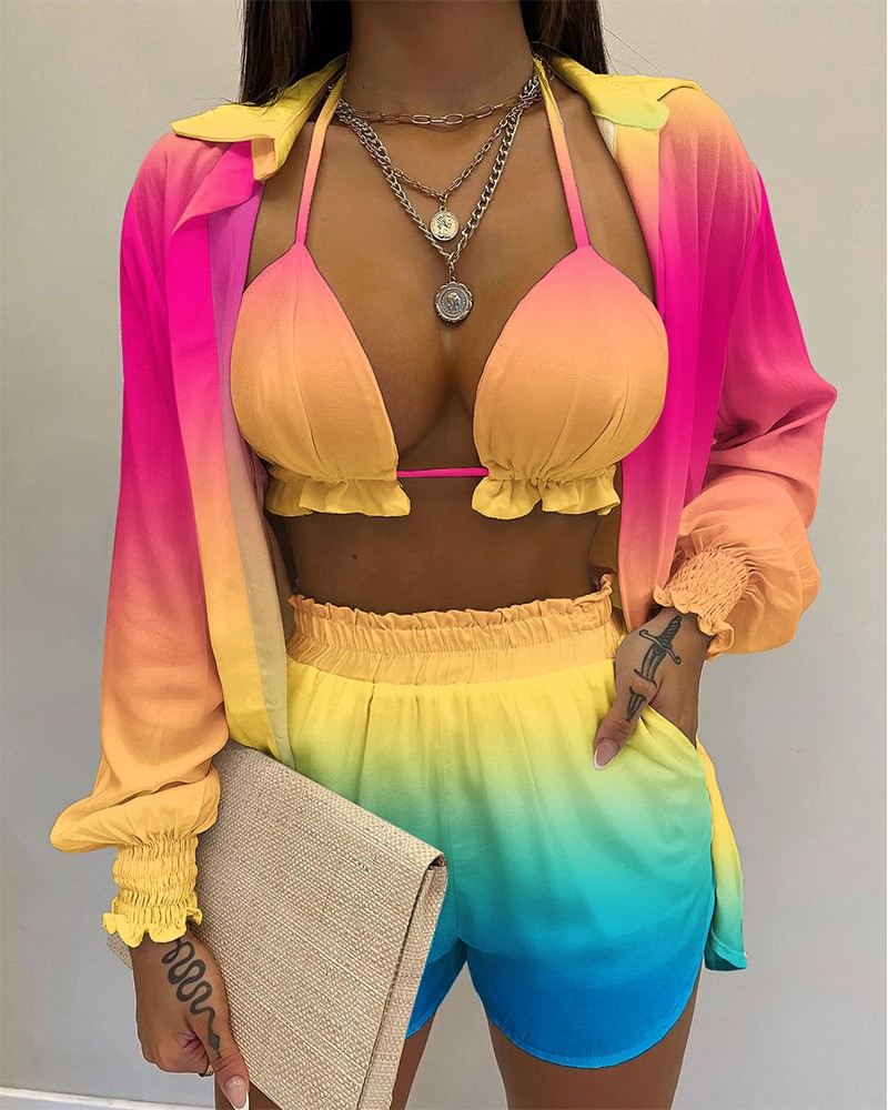 Maillot de bain trois pièces cardigan haut et short - Chic&Shines