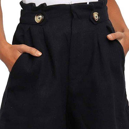 Short court taille haute à bouton avec poches - Chic&Shines