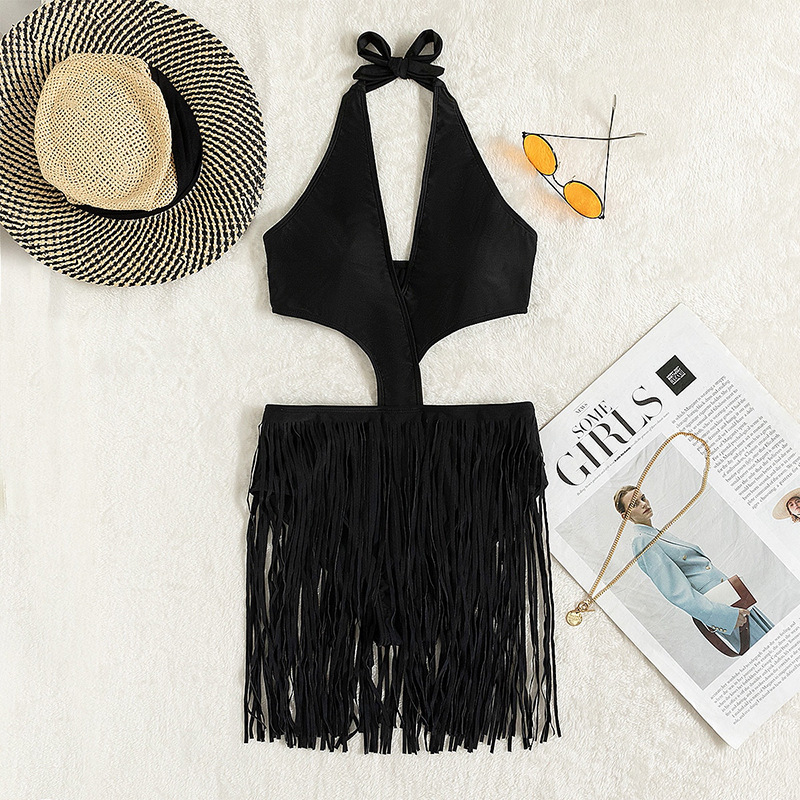 Maillot de bain une pièce jupe tassel - Chic&Shines