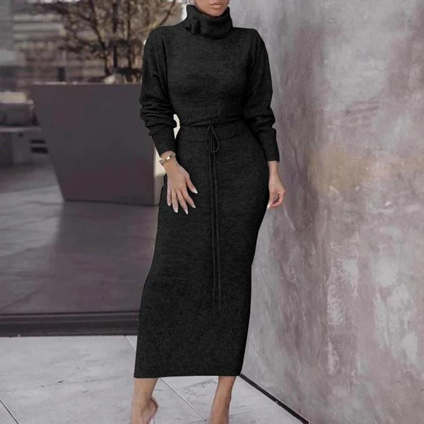 Conjunto de top de cuello alto y falda larga de punto a juego