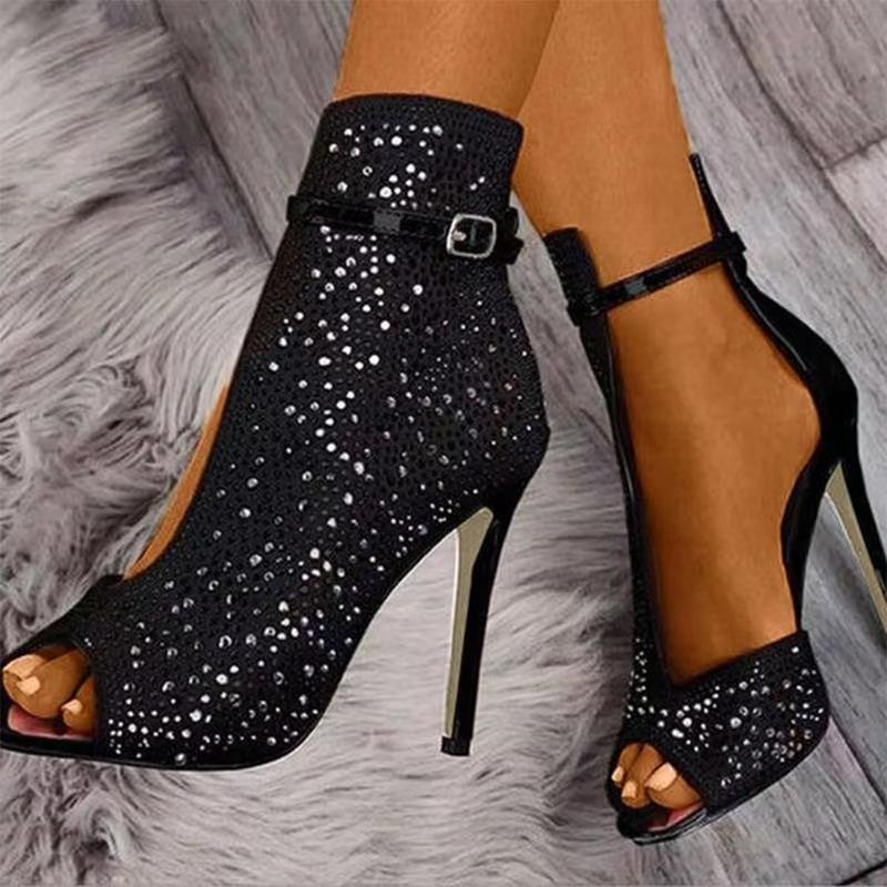 Talon aiguille Peep-Toe design en strass - Chic&Shines
