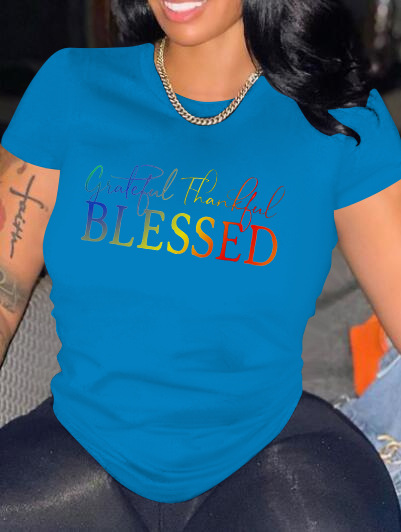 T-shirt manche court texte coloré - Chic&Shines