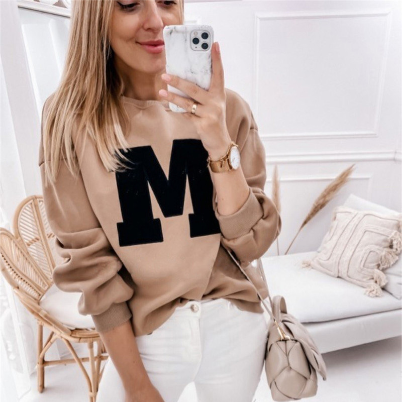 Pull col rond manche longue lettre imprimé - Chic&Shines