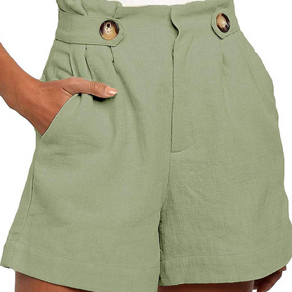 Short court taille haute à bouton avec poches - Chic&Shines