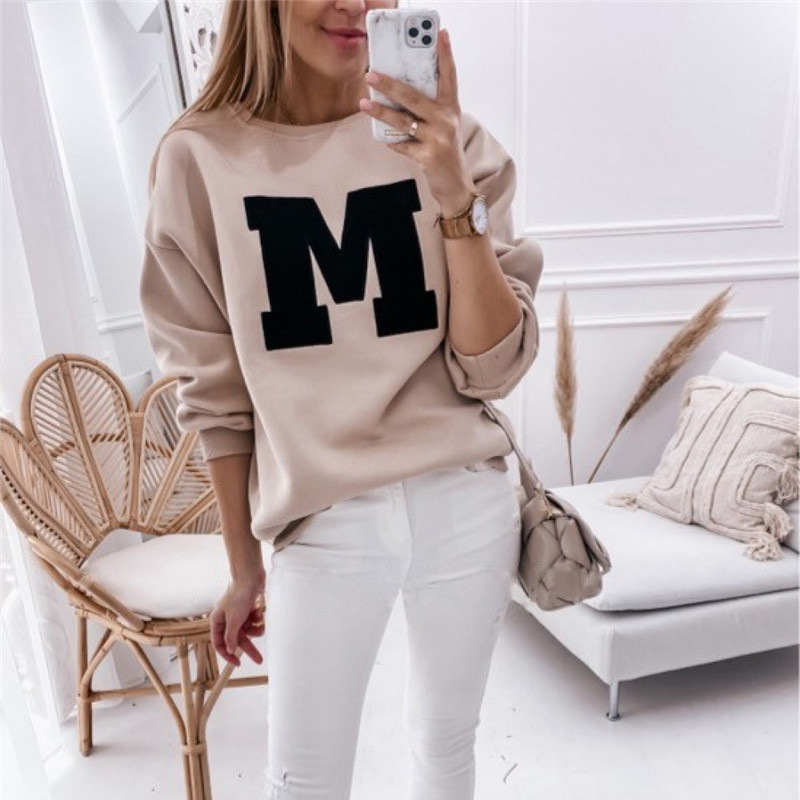 Pull col rond manche longue lettre imprimé - Chic&Shines