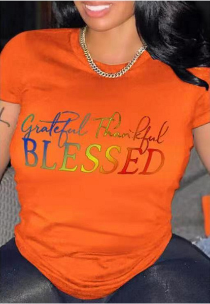 T-shirt manche court texte coloré - Chic&Shines