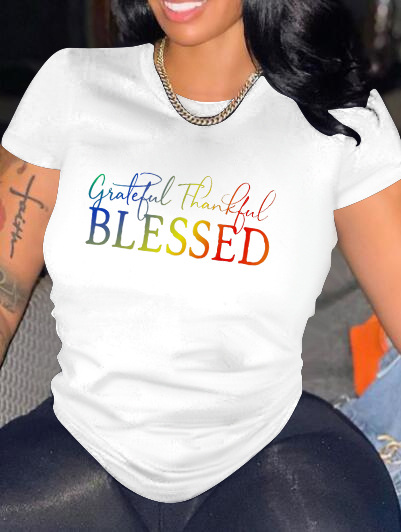 T-shirt manche court texte coloré - Chic&Shines