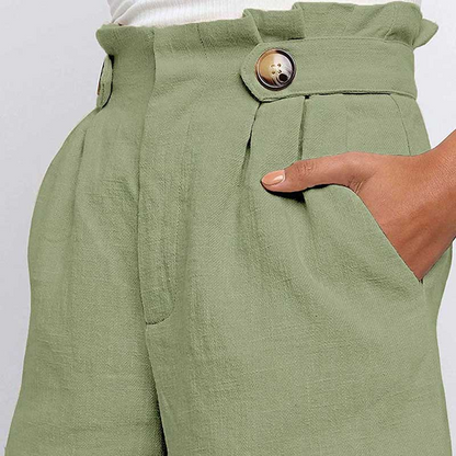 Short court taille haute à bouton avec poches - Chic&Shines