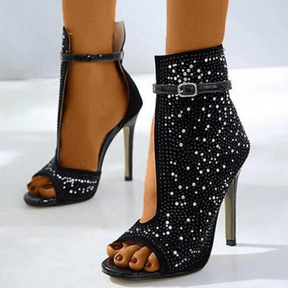 Talon aiguille Peep-Toe design en strass - Chic&Shines