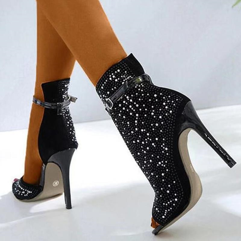 Talon aiguille Peep-Toe design en strass - Chic&Shines