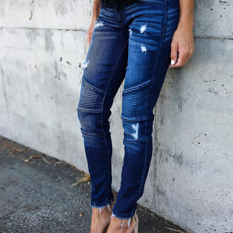 Jeans skinny déchirées à plis - Chic&Shines