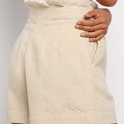 Short court taille haute à bouton avec poches - Chic&Shines