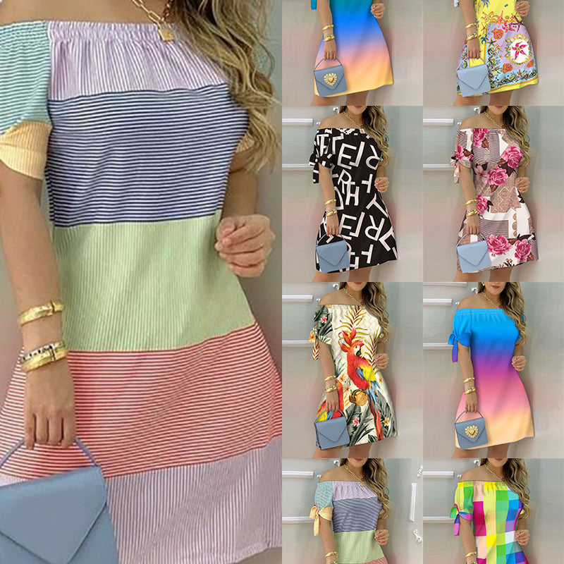 Robe courte bustier manche court à motif - Chic&Shines