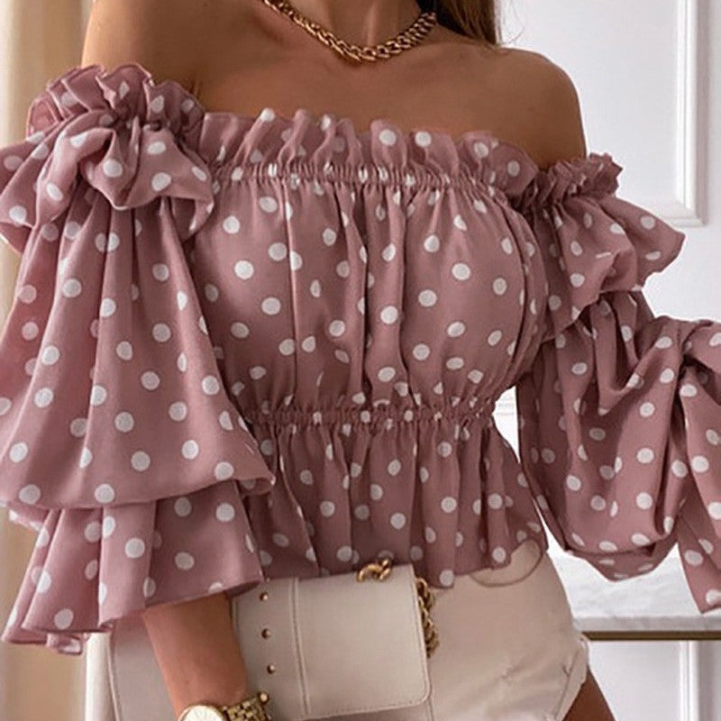 Haut bustier manches longues ébouriffées imprimé - Chic&Shines