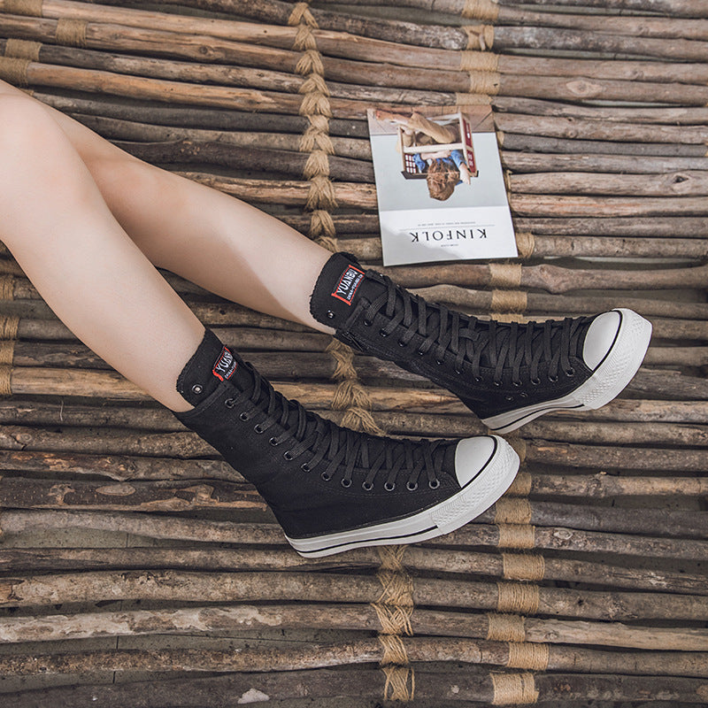 Chaussure montante en toile à lacets et fermeture éclair latérale - Chic&Shines