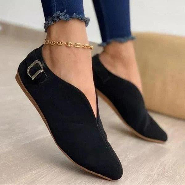 Chaussure plate dessus en V boucle talon - Chic&Shines