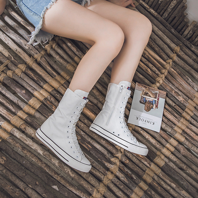 Chaussure montante en toile à lacets et fermeture éclair latérale - Chic&Shines