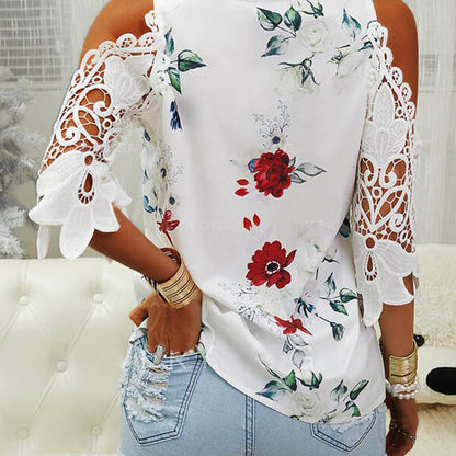 Chemisier à manches longues en dentelle à épaules dénudées - Chic&Shines