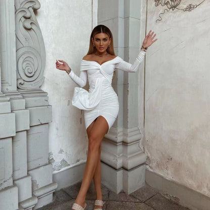 Robe courte bustier manches longues plissée - Chic&Shines