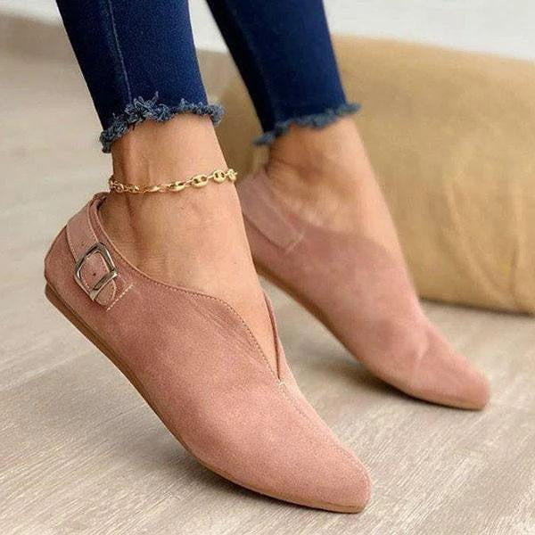 Chaussure plate dessus en V boucle talon - Chic&Shines