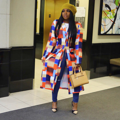 Veste à carreaux imprimé double boutonnage - Chic&Shines