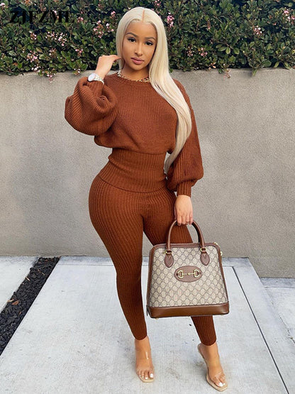 Ensemble pull manches longues  gaine extensible et son legging assorti - Chic&Shines