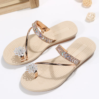 Sandales plates en strass à motifs - Chic&Shines