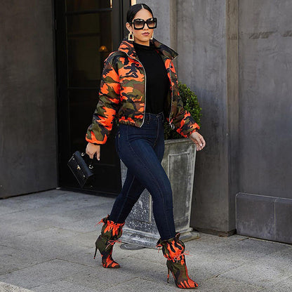 Blouson col haut rembourrés motif camouflage - Chic&Shines