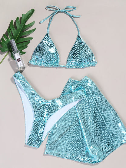 Maillot de bain 3 pièces bikini imprimé serpent - Chic&Shines