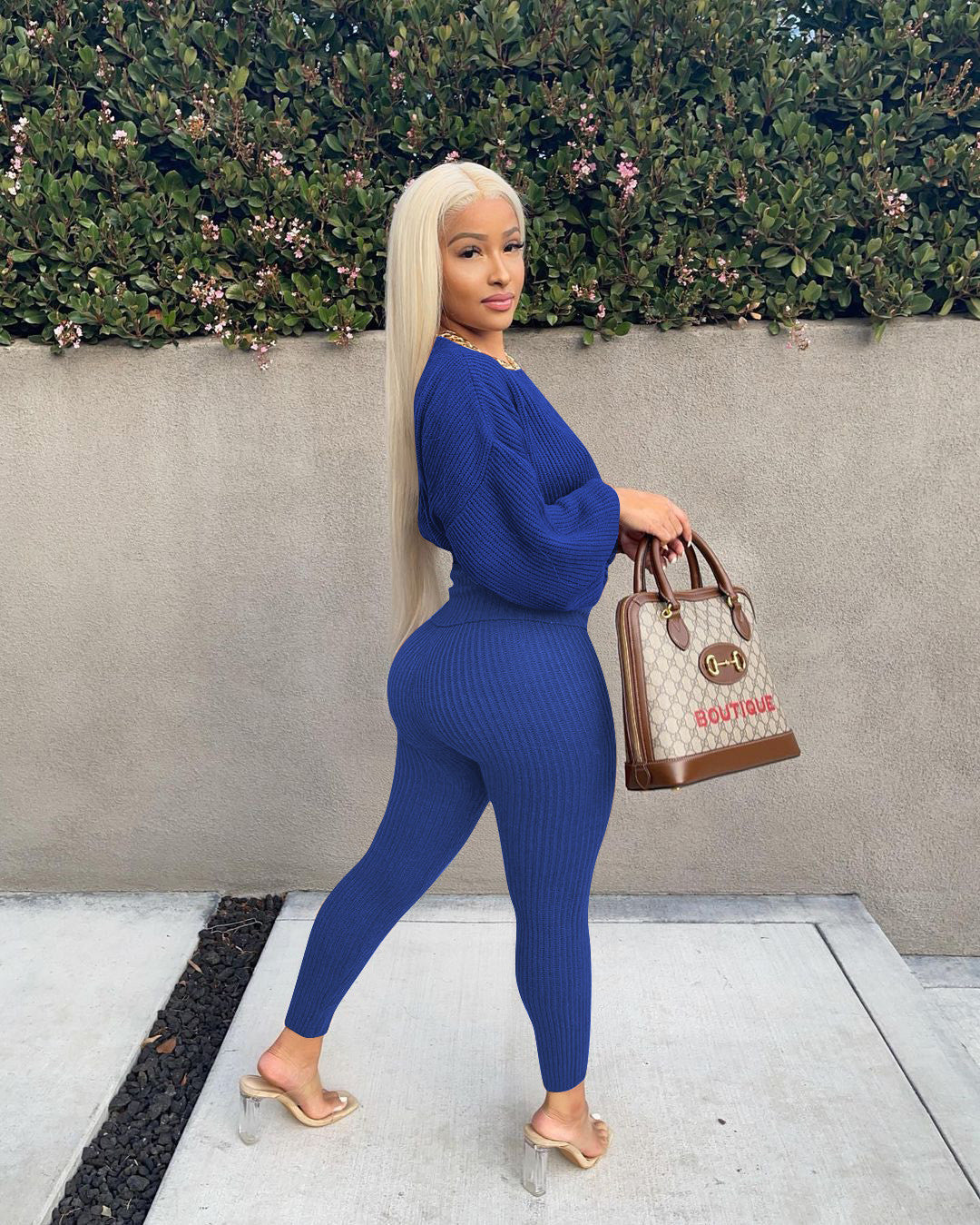 Ensemble pull manches longues  gaine extensible et son legging assorti - Chic&Shines