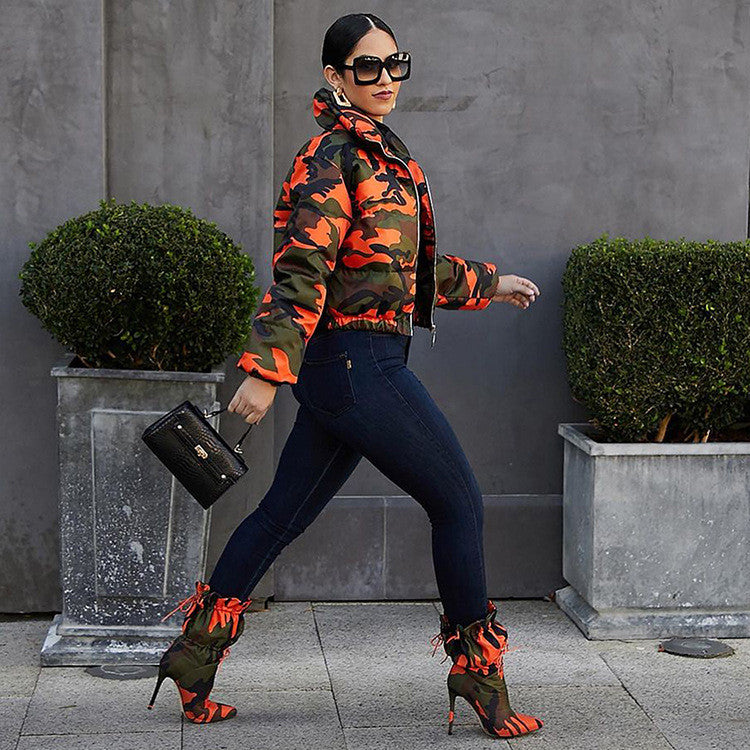 Blouson col haut rembourrés motif camouflage - Chic&Shines