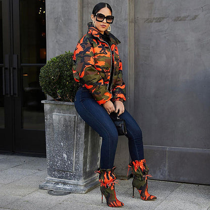 Blouson col haut rembourrés motif camouflage - Chic&Shines